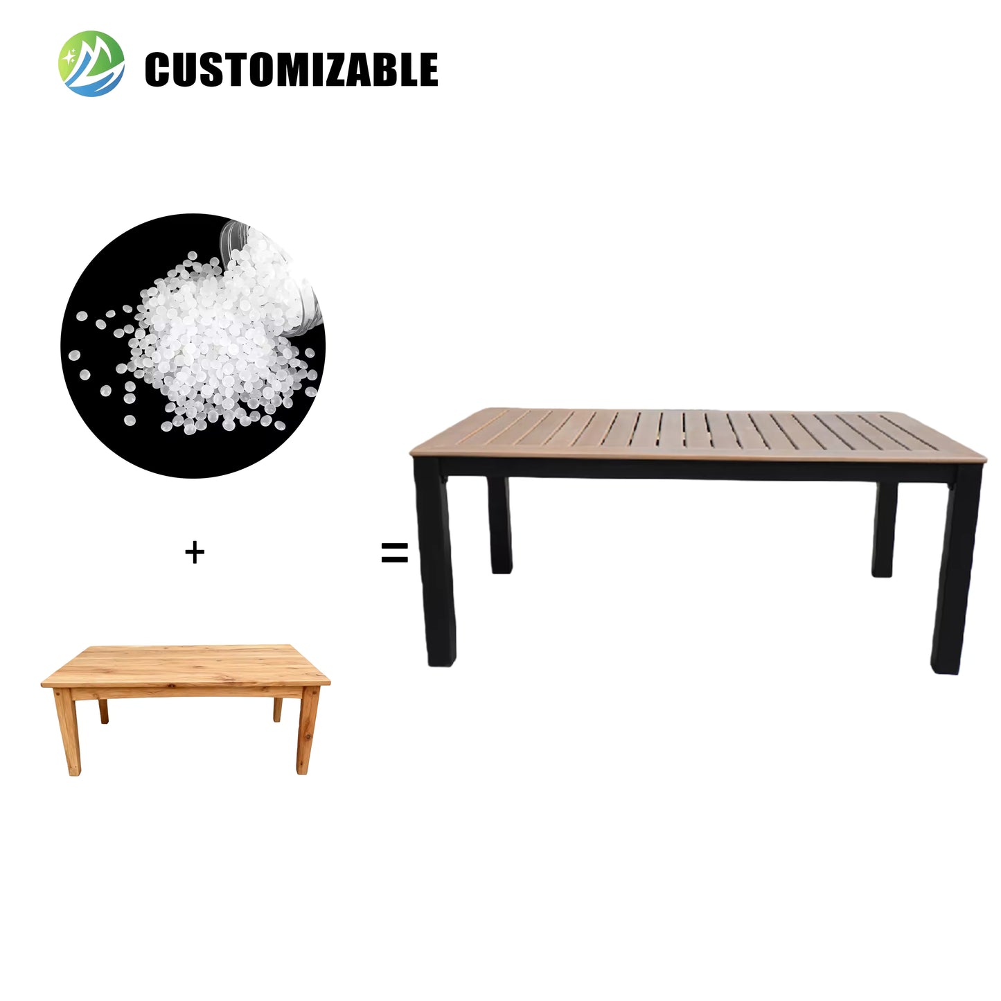 Klappbarer HDPE-Gartentisch — Wetterfest, 183 cm rechteckig, für 6-8 Personen