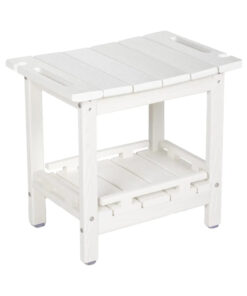 Modern White HDPE Shower Bench with Storage Shelf & Handles Indoor and Outdoor HDPE Bench for Bathroom Use
