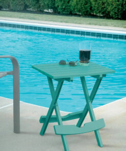 Alternative view of Side Table Modern Teal HDPE Outdoor Furniture Foldable Living Room Panel Style
