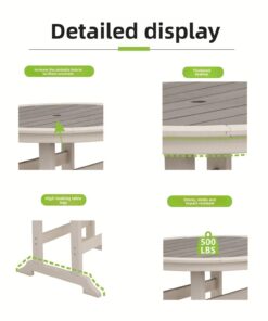 Alternative view of Modern Outdoor Garden Furniture Durable HDPE Dining Table Set Anti-UV for Parks Hotels Courtyards Villas Living Rooms