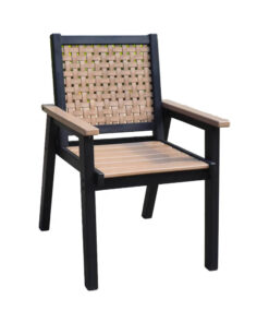 Modern Minimalist HDPE Arm Chair Rattan Chair for Outdoor Dining for Garden Bedroom Living Room School Park Villa or Courtyard