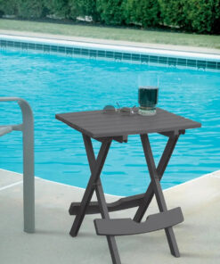 Alternative view of Modern Outdoor Furniture Charcoal HDPE Side Table with Foldable Design Panel Style
