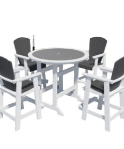 Outdoor Dining Table and Chair Set of 5 HDPE Patio Furniture Bar Table & Tall Adirondack Chairs HDPE Material