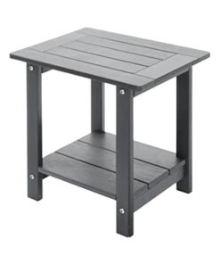 Outdoor Adirondack Chair and Side Table Set Weather Resistant Rectangular Patio End Table in Grey
