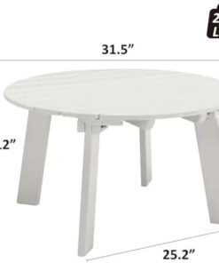 Alternative view of Modern Round Coffee Table HDPE Outdoor Living Room Furniture White