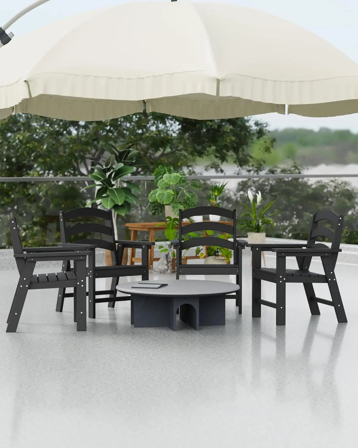 HDPE Outdoor Patio Dining Chair All Weather Fire Pit Chair for Porch Pool Deck Backyard - Image 2