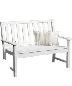White All-Weather Indoor-Outdoor Bench Contoured Seat UV Fade Resistant Recycled