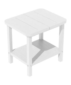 White HDPE Adirondack End Table Double Patio Side Table for Outdoor Dining Hospital Warehouse HDPE Furniture