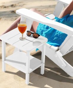 Alternative view of White HDPE Adirondack End Table Double Patio Side Table for Outdoor Dining Hospital Warehouse HDPE Furniture