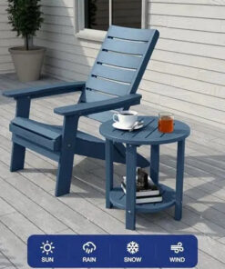 Alternative view of HDPE Outdoor Side Table 2-Tier Adirondack Patio Porch Yard Poolside Living Room Beach Bedroom Navy