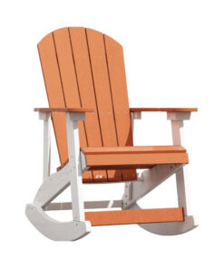 Outdoor Folding Adirondack Chair with Footrest & Cup Holder Weather-Resistant Composite Patio Chair White Orange Color