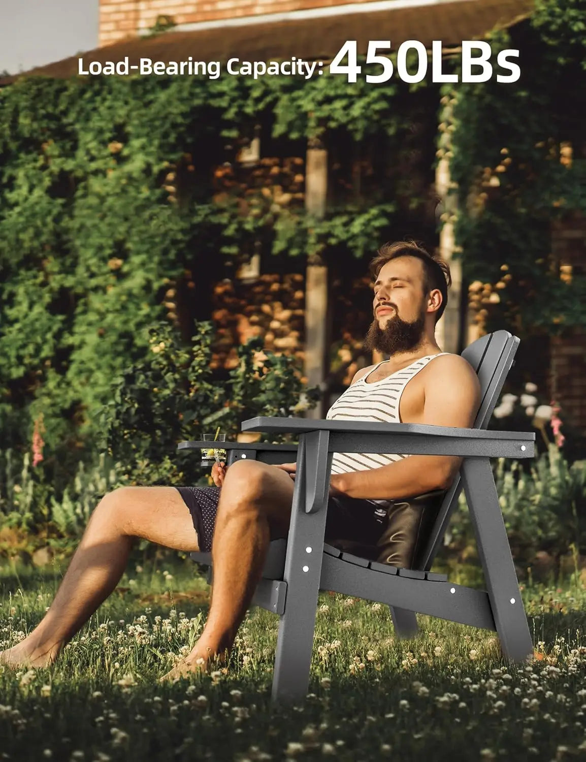 Adirondack Chair Durable HDPE All-Weather Resistant Easy Installation Oversized for Balcony Garden - Image 5