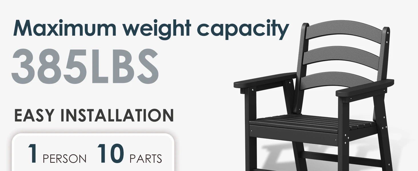 HDPE Outdoor Patio Dining Chair All Weather Fire Pit Chair for Porch Pool Deck Backyard - Image 6