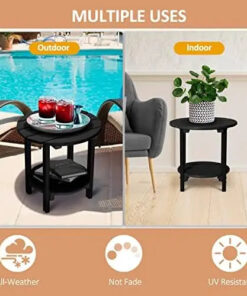 Alternative view of Outdoor Side Table HDPE Adirondack Table Wood-Like Grain Weather-Resistant Black Patio Pool Outdoor Table