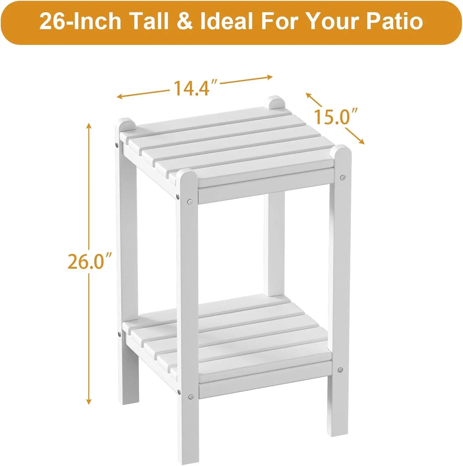 Adirondack Patio Side Table All-Weather HDPE Outdoor End Table for Porch Deck Pool-Easy Maintenance - Image 4