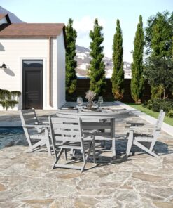 Alternative view of Gray Dining Set Indoor-Outdoor Adirondack Chair Recycled HDPE 5 PC Set