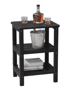3-Tier Adirondack Side Table for Outdoor Patio Retro Black HDPE Rectangle Table for Backyard Garden or Balcony