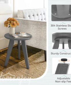 Alternative view of HDPE Gray Outdoor Side Table Weather-Resistant Patio Porch Deck End Table Coffee Tables for Living Room Bedroom Plant Stand