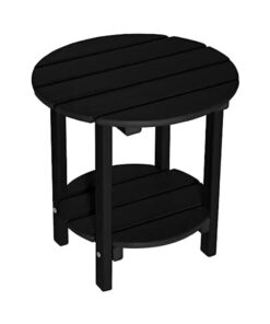 Outdoor Side Table HDPE Adirondack Table Wood-Like Grain Weather-Resistant Black Patio Pool Outdoor Table
