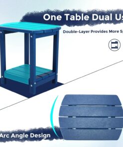 Alternative view of Adirondack Blue Square Outdoor Side Table 2-Tier Storage Patio HDPE End Tables for Backyard Pool Porch Garden