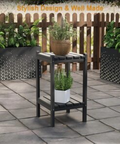 Alternative view of 26-Inch Tall Black Adirondack Patio Side Table All-Weather HDPE Easy Maintenance for Outdoor Deck Porch Balcony Pool