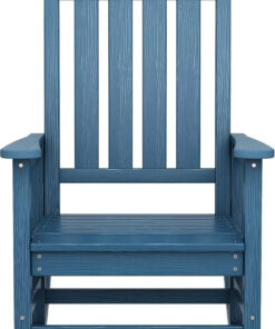 Alternative view of All-Weather Resistant Outdoor Rocking Chair Oversized Blue Metal Porch Rocker for Adults for School and Living Room