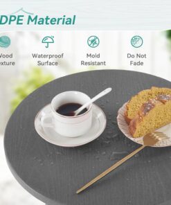 HDPE Gray Outdoor Side Table Weather-Resistant Patio Porch Deck End Table Coffee Tables for Living Room Bedroom Plant Stand