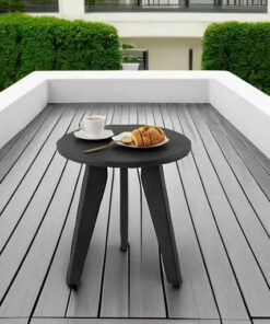 HDPE Outdoor Side Table Weather-Resistant Small Table for Patio Porch Deck Dark Brown End Table Plant Stand