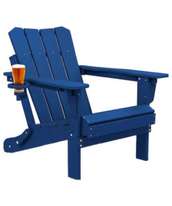 Modern Adirondack Chair Oversized White Folding Patio Chair Cup Holder Recyclable HDPE for Pool Garden