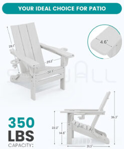 Alternative view of Modern Adirondack Chair White HDPE Living Room Folding Outdoor Use