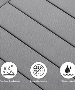 Alternative view of Outdoor Adirondack Chair and Side Table Set Weather Resistant Rectangular Patio End Table in Grey