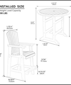 Alternative view of Outdoor Dining Table and Chair Set of 5 HDPE Patio Furniture Bar Table & Tall Adirondack Chairs HDPE Material
