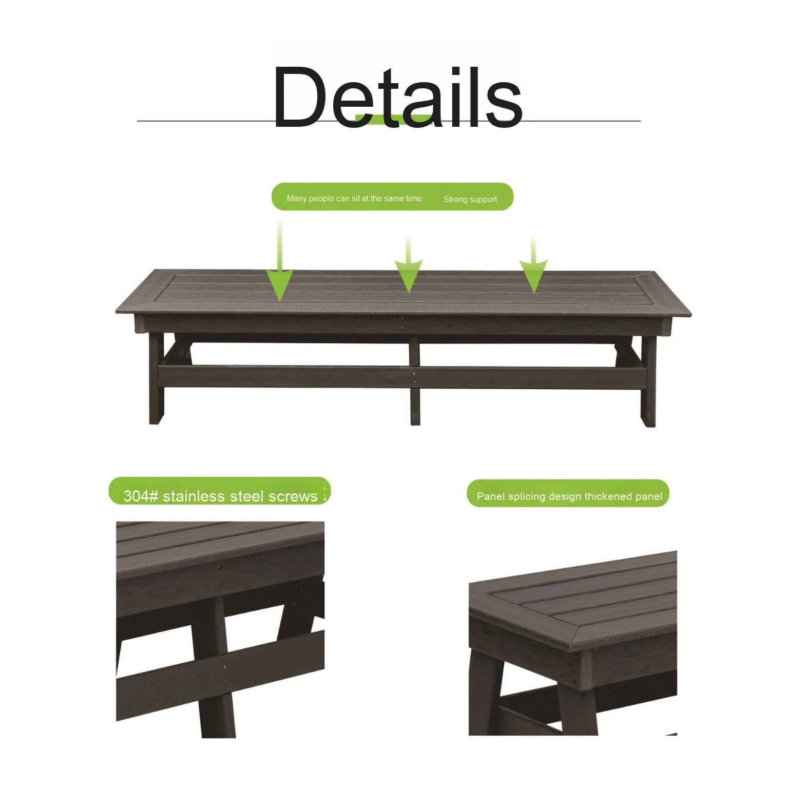 Contemporary Style HDPE Outdoor Dining Bench Contemporary Garden Chairs for Outdoor Use - Image 3