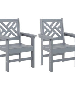 Heavy-Duty Outdoor Dining Chairs Set 2 Weather-Resistant HDPE Armchairs for Patio Garden Balcony Porch Lawns-for Hotels (Grey)
