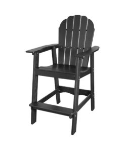Modern Tall Adirondack Chair Weather-Resistant HDPE Bar Stool for Balcony Deck 350-lbs Capacity Recycled Material