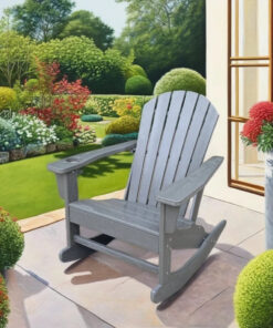 Weather-Resistant HDPE Adirondack Rocking Chair for Outdoor Patio Garden & Park Wood Leisure Rocker for Living Room & Exterior