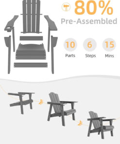 Alternative view of Adirondack Chair Durable HDPE All-Weather Resistant Easy Installation Oversized for Balcony Garden