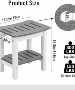Alternative view of Grey White Bathroom Bench Waterproof HDPE Corner Shower Chair Adjustable Legs Shaving Shelf Shower Stool