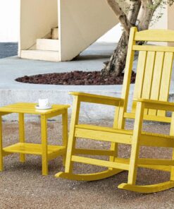 Alternative view of Lemon Yellow Adirondack Style Double Side Table Modern Outdoor Furniture with HDPE Material for Parks