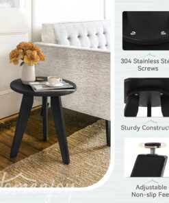 Alternative view of HDPE Outdoor Side Table Weather-Resistant Small Table for Patio Porch Deck Dark Brown End Table Plant Stand