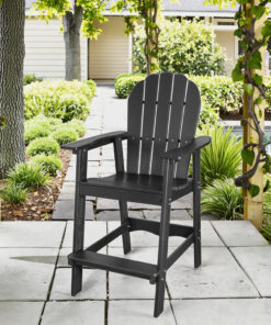 Alternative view of Modern Tall Adirondack Chair Weather-Resistant HDPE Bar Stool for Balcony Deck 350-lbs Capacity Recycled Material