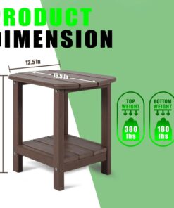 Alternative view of Adirondack Outdoor Side Table Square 2-Tier Patio Furniture Weatherproof HDPE Material All-Weather
