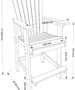 Alternative view of Outdoor Tall Adirondack Chairs HDPE Bar Chair High Back White + Gray Patio Dining Hotel HDPE Comfortable Stylish