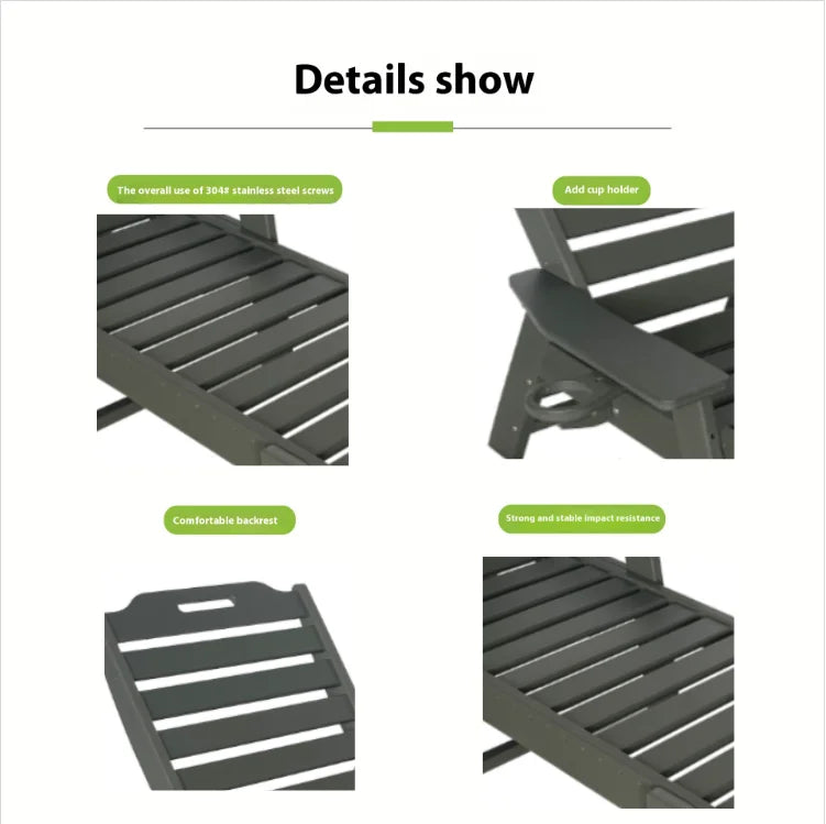 Modern HDPE Design Outdoor Recliner Chair Durable Portable Deck Chair for Patio Pool Courtyard or Villa with Aluminum Frame - Image 6