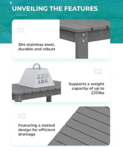 Alternative view of Modern Style Outdoor Coffee Table Living Room Application HDPE Patio Table for Outside in Grey