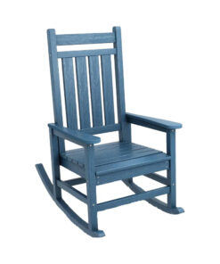 All-Weather Resistant Outdoor Rocking Chair Oversized Blue Metal Porch Rocker for Adults for School and Living Room