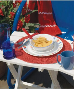 Alternative view of Patio Side Table White HDPE Modern Design One Size Folding Outdoor Furniture