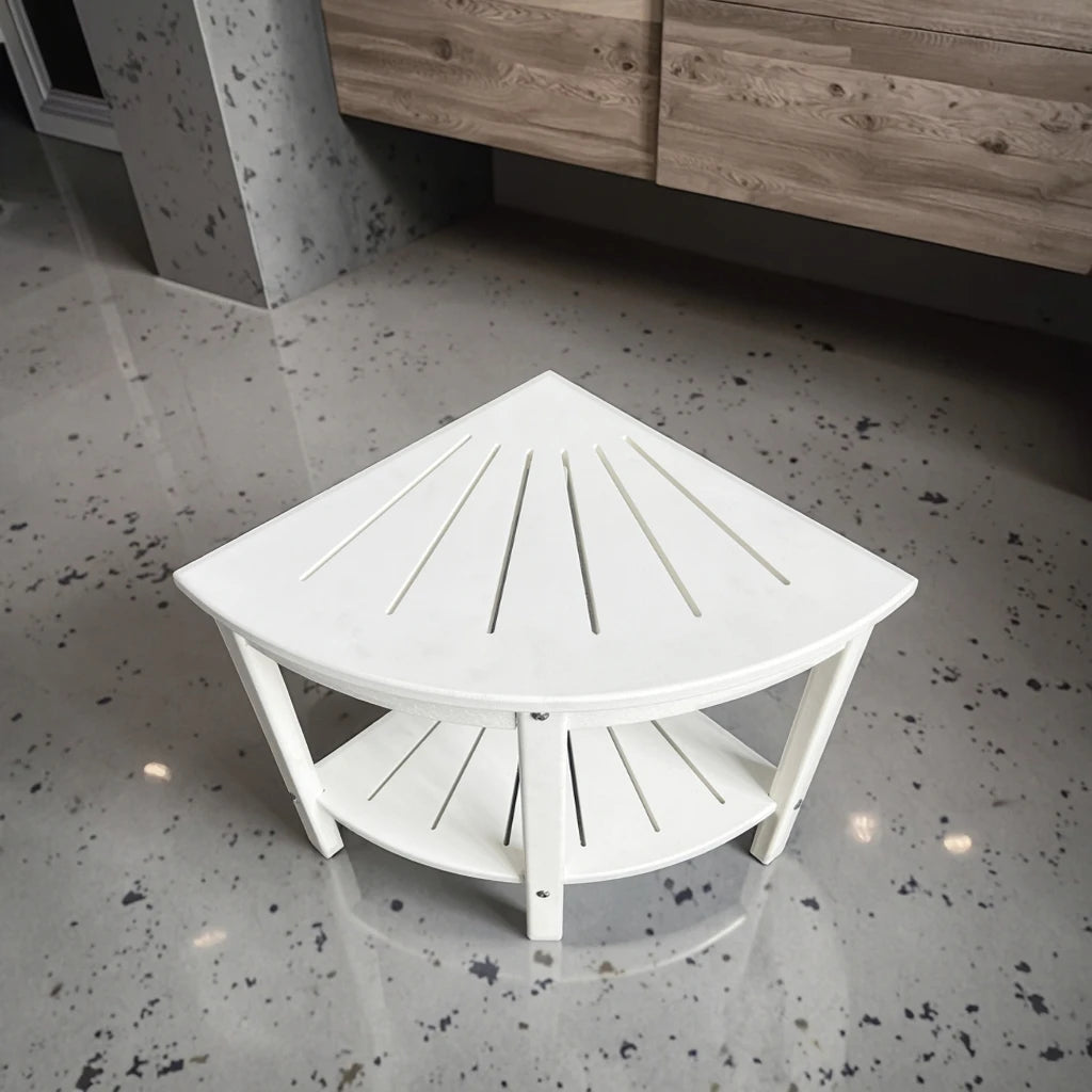 Modern Style Seat HDPE Bathroom Stool Corner Foot Rest with Storage Shelf for Bedroom and Living Room - Image 3