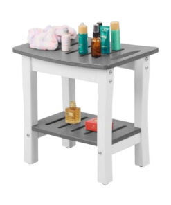 Grey White Bathroom Bench Waterproof HDPE Corner Shower Chair Adjustable Legs Shaving Shelf Shower Stool