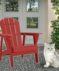 Alternative view of Classic Red HDPE All-Weather Adirondack Chairs Versatile Outdoor Furniture for Patio Garden Fire Pit Use